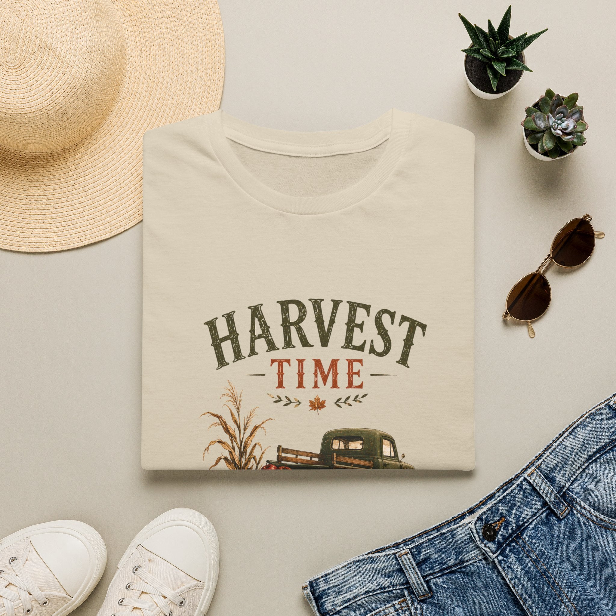 Harvest Time T-Shirt — Vintage Truck, Pumpkins & Fall Farm Design