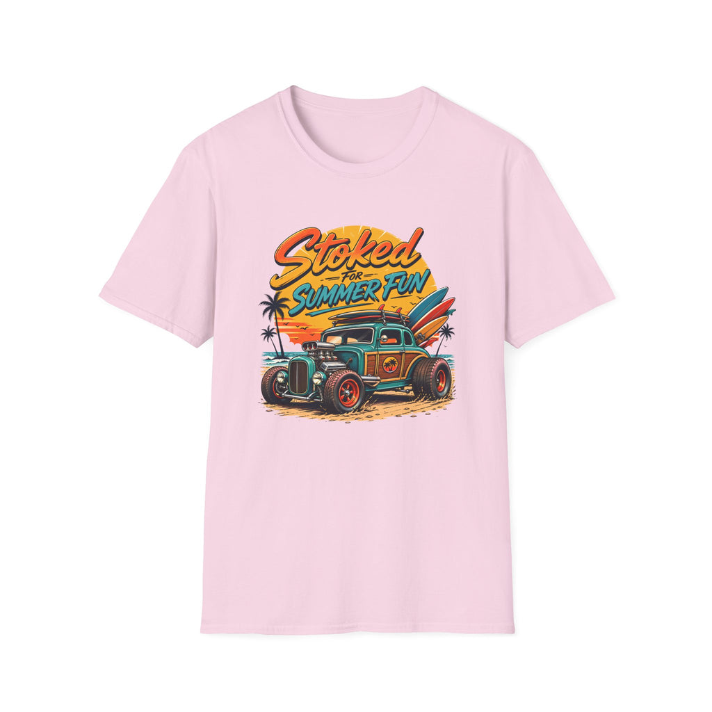 Stoked Summer Fun T-Shirt – Vintage Hot Rod Surf Graphic