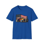 American Hot Rod T-Shirt – Vintage Flag Car Graphic