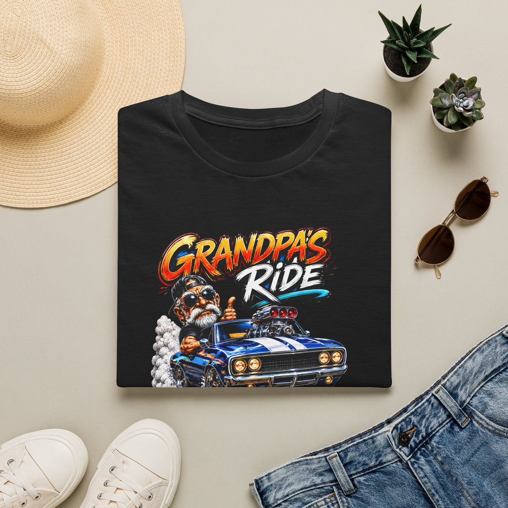 Grandpa's Ride T-Shirt — Vintage Muscle Car & Dog Graphic Gift