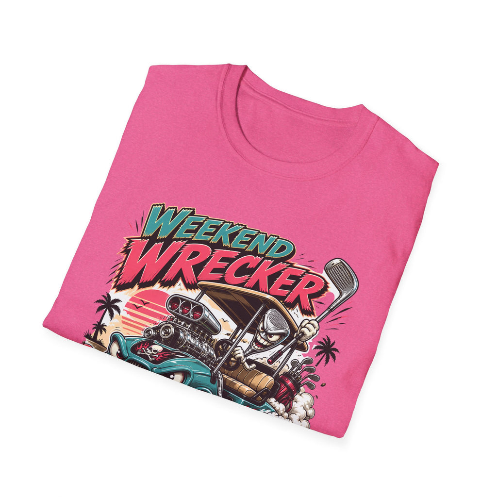 Weekend Wrecker Golf Cart T-Shirt — Retro Tropical Driving Club Tee