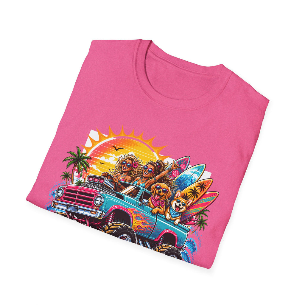 Surfer Girls Rock T-Shirt — Retro Beach Skull Surfboard Tee