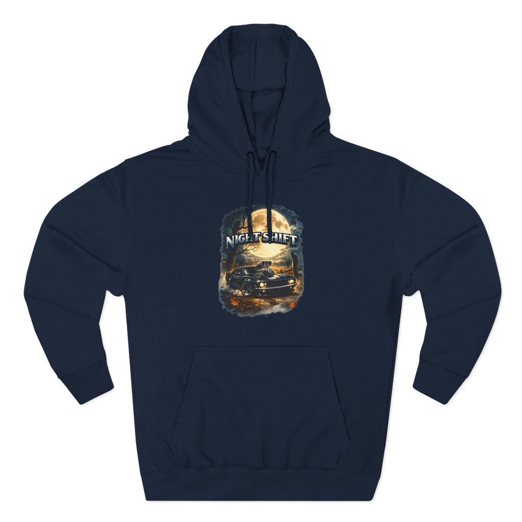 Night Drive Graphic Hoodie — 'Night Shift' Vintage Car Fleece Pullover
