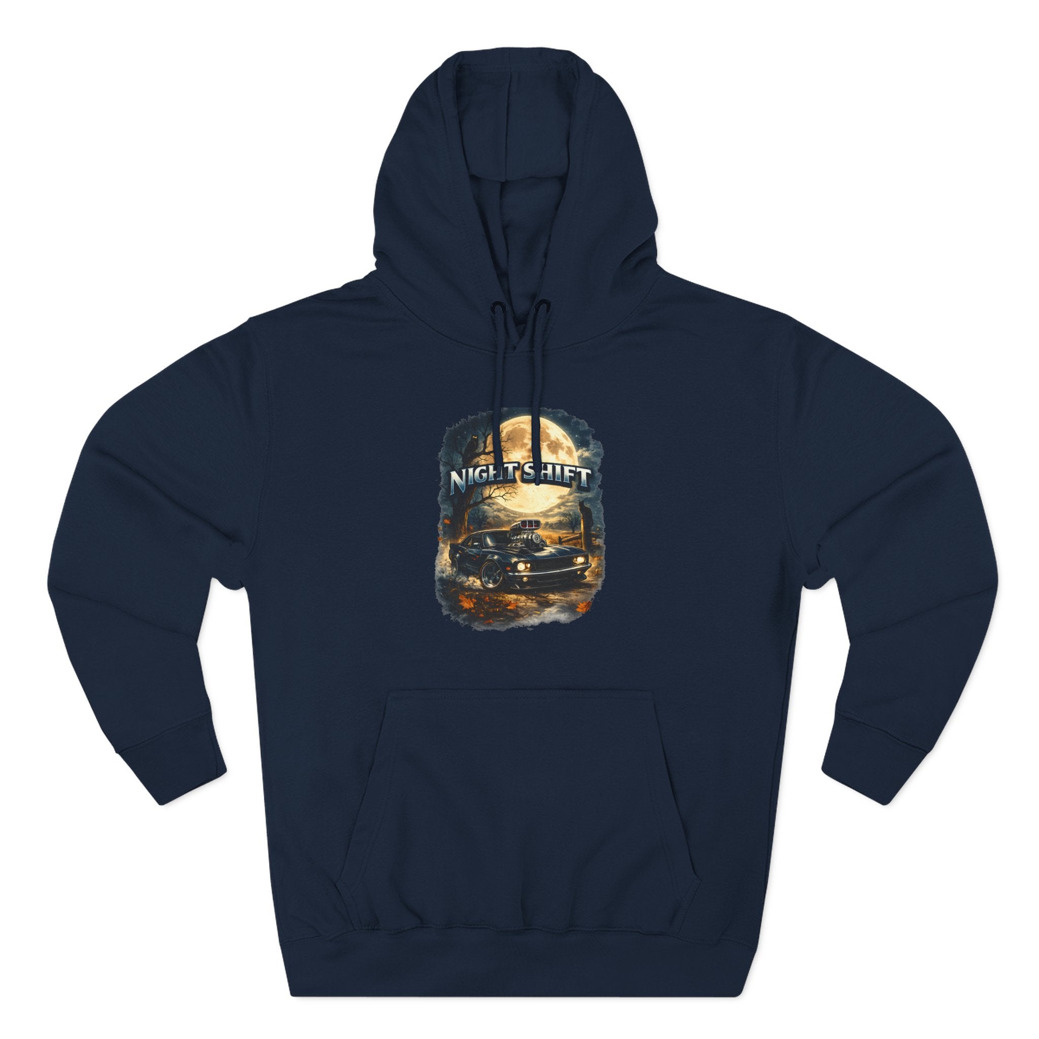 Night Drive Graphic Hoodie — 'Night Shift' Vintage Car Fleece Pullover