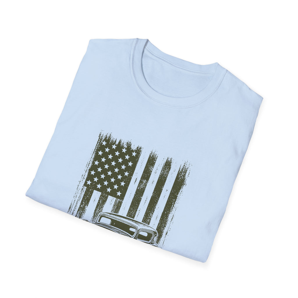 Vintage Hot Rod T‑Shirt with Distressed American Flag