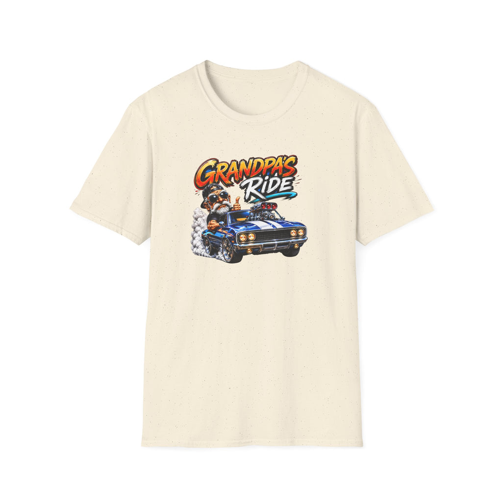 Grandpa's Ride T-Shirt — Vintage Muscle Car & Dog Graphic Gift