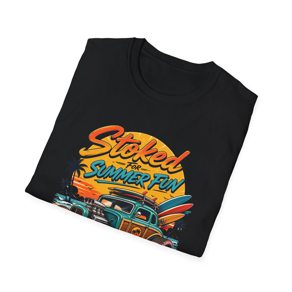 Stoked Summer Fun T-Shirt – Vintage Hot Rod Surf Graphic