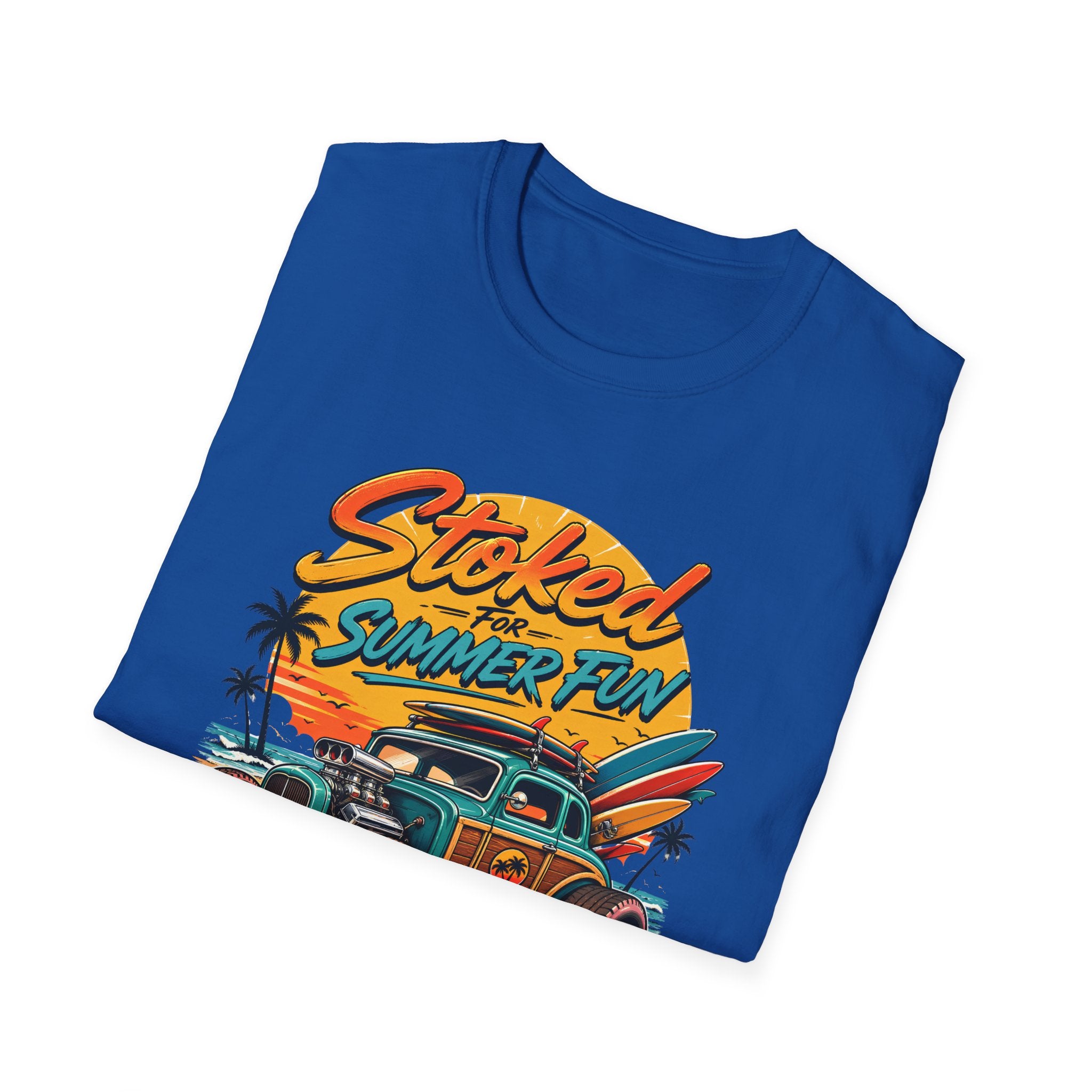 Stoked Summer Fun T-Shirt – Vintage Hot Rod Surf Graphic