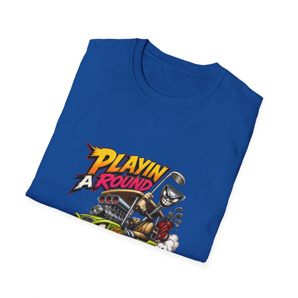 Golf Cart T-Shirt — "Playin' Around" Retro Cartoon Driving Design