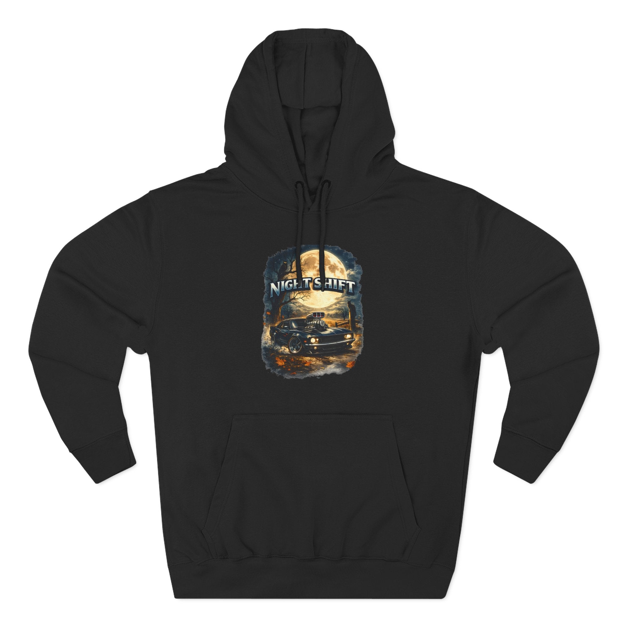 Night Drive Graphic Hoodie — 'Night Shift' Vintage Car Fleece Pullover