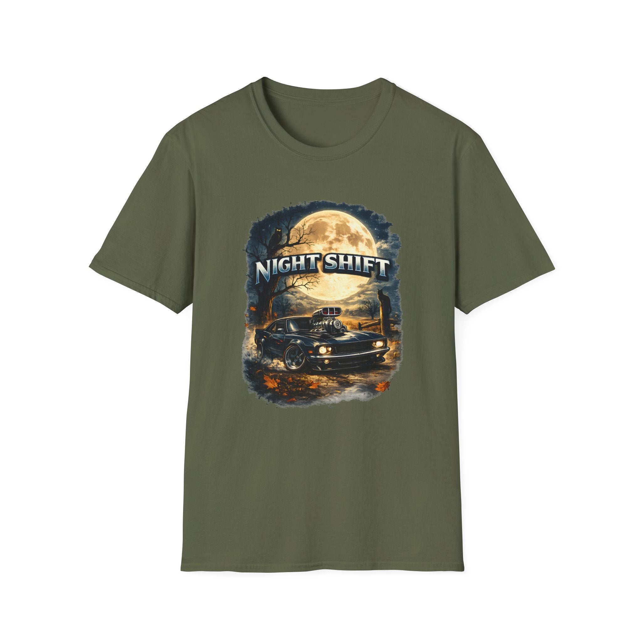 Night Shift T-Shirt — Vintage Full Moon Trucking Tee for Night Drivers