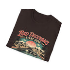 Bad Decisions Start Here Vintage Muscle Car T-Shirt — "Full Tank No Plan"