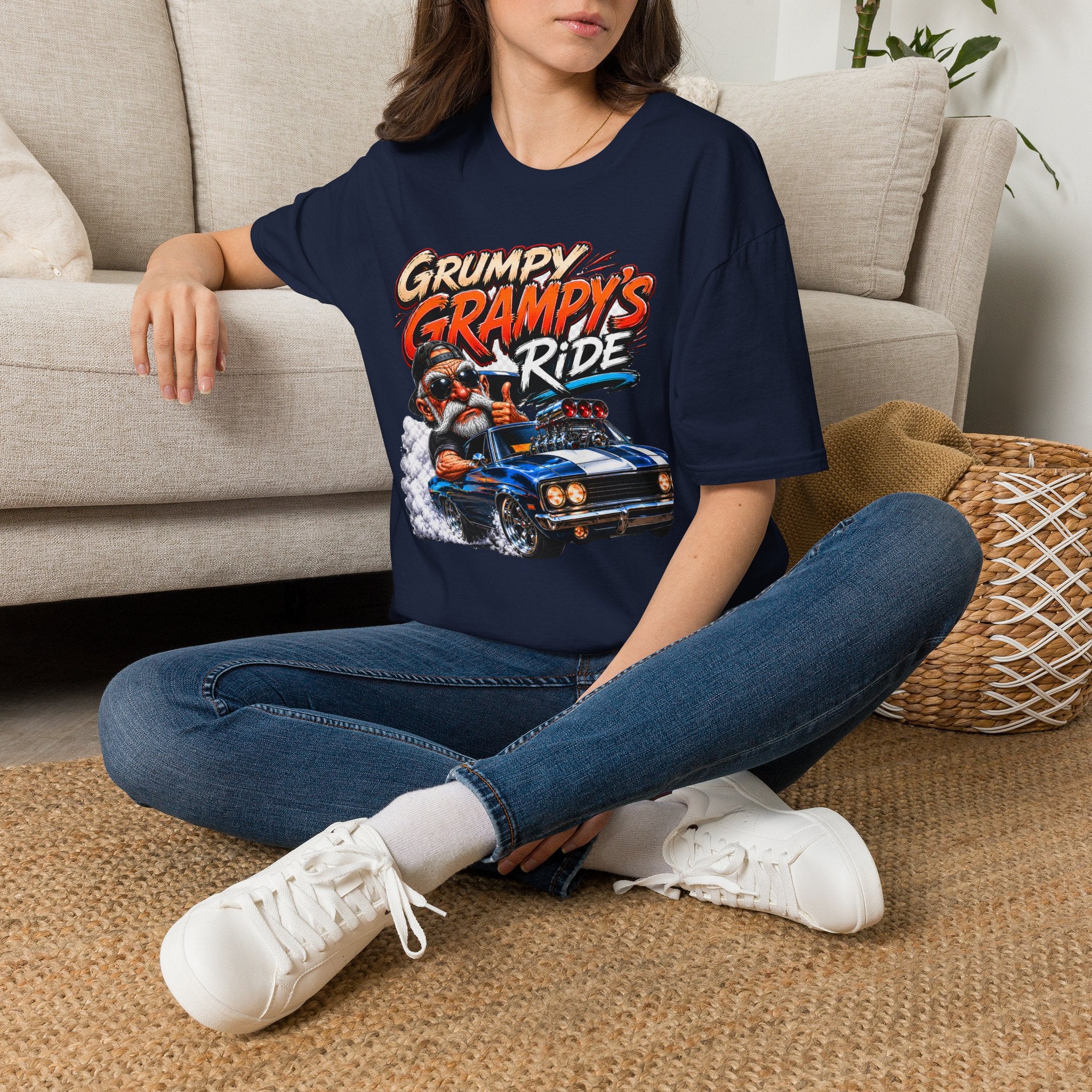 Grumpy Grampy’s Ride T-Shirt — Retro Grandpa Car Racing Tee