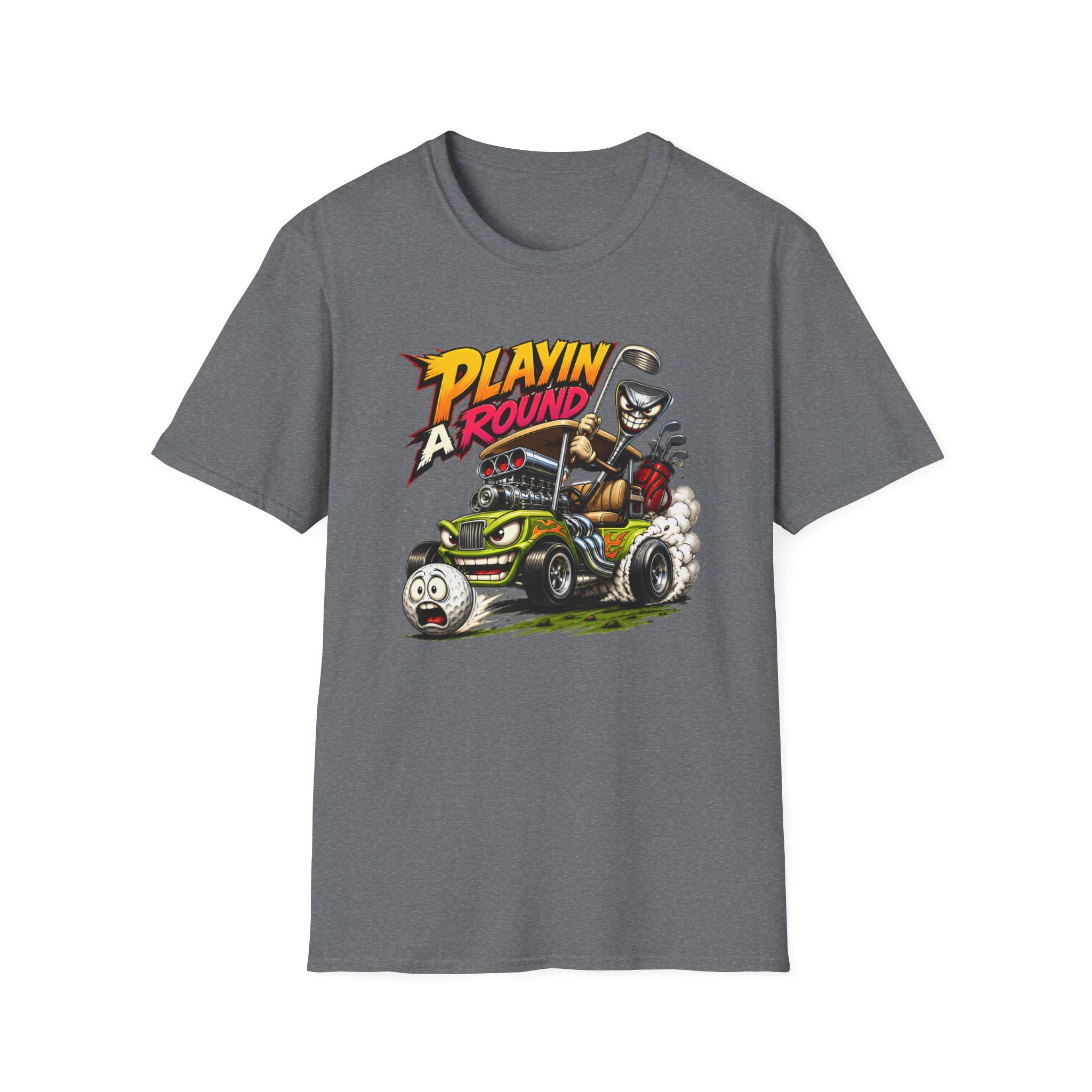 Golf Cart T-Shirt — "Playin' Around" Retro Cartoon Driving Design