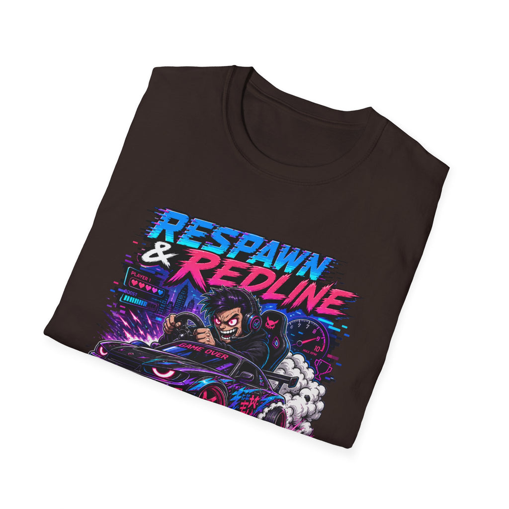 T-Shirt — "Respawn & Redline: No Lag Just Drift" Retro Gaming Drift Car Tee