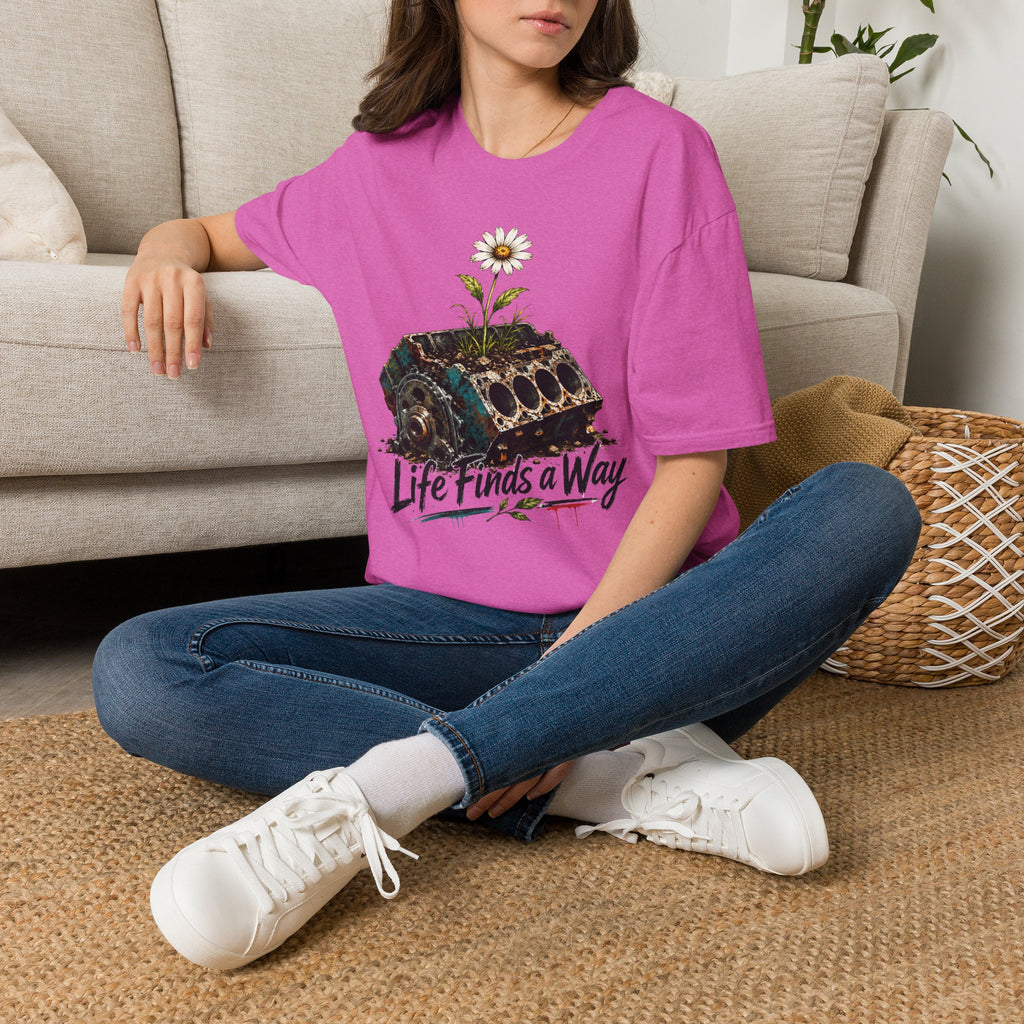T-Shirt — 'Life Finds a Way' Daisy Rising from Rust Graphic Tee