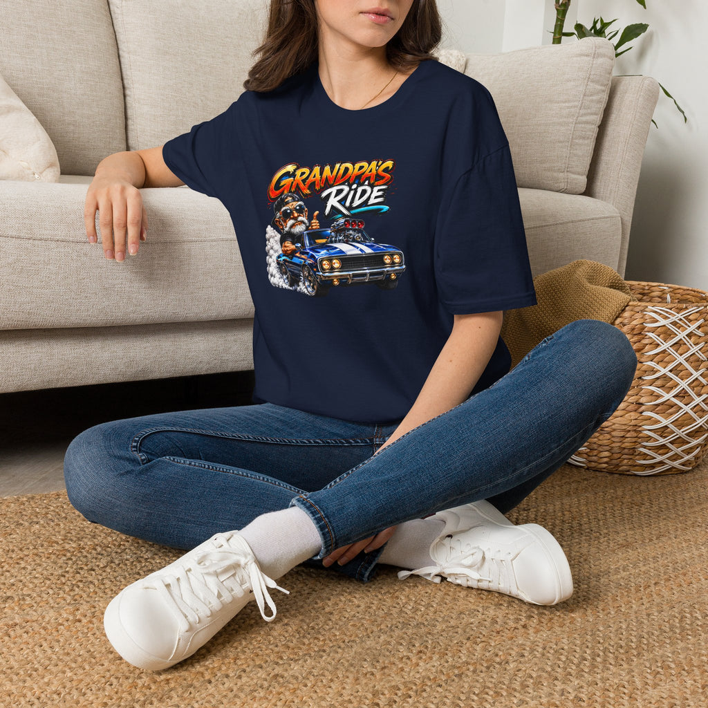 Grandpa's Ride T-Shirt — Vintage Muscle Car & Dog Graphic Gift