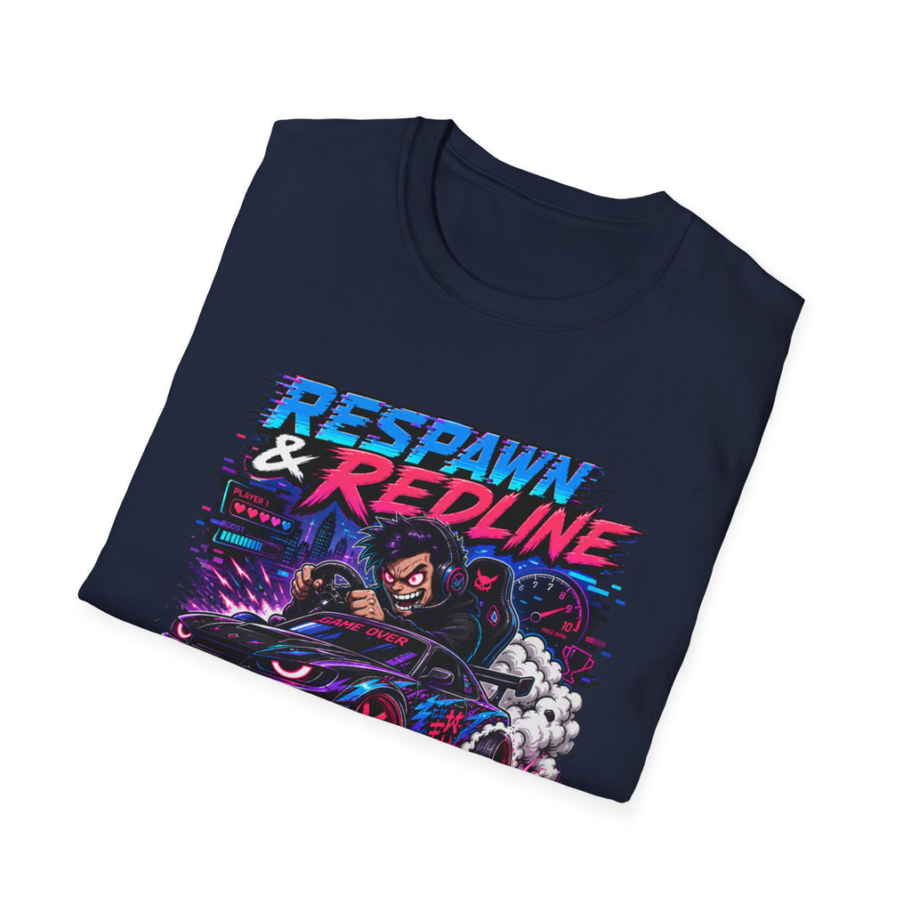 T-Shirt — "Respawn & Redline: No Lag Just Drift" Retro Gaming Drift Car Tee