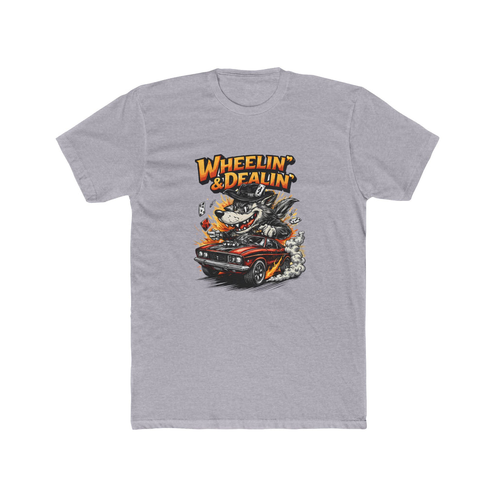 T-Shirt — "Wheelin' & Dealin'" Vintage Hot Rod Wolf Graphic Tee