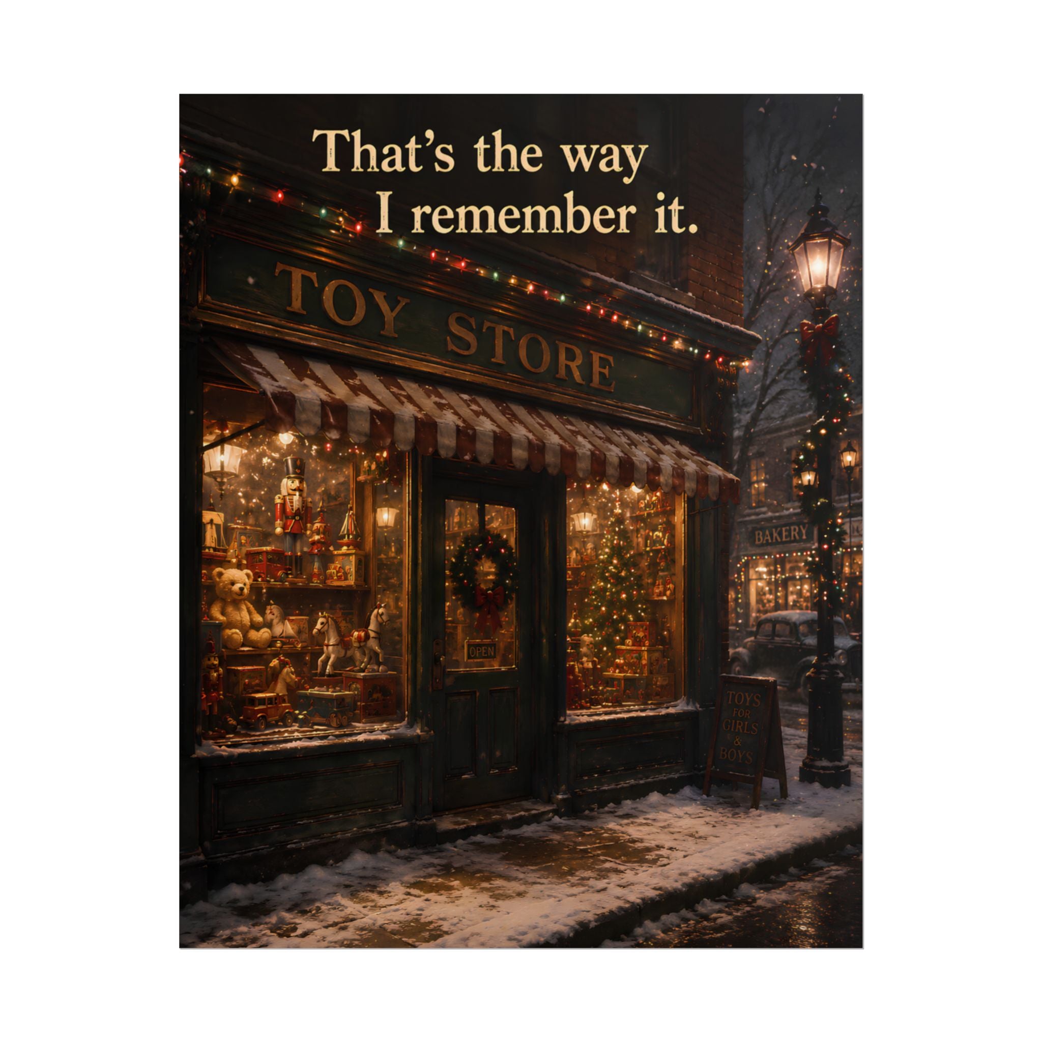Rolled Poster — Vintage Christmas Toy Store Poster 'That's the Way I Remember It' | Holiday Wall Art