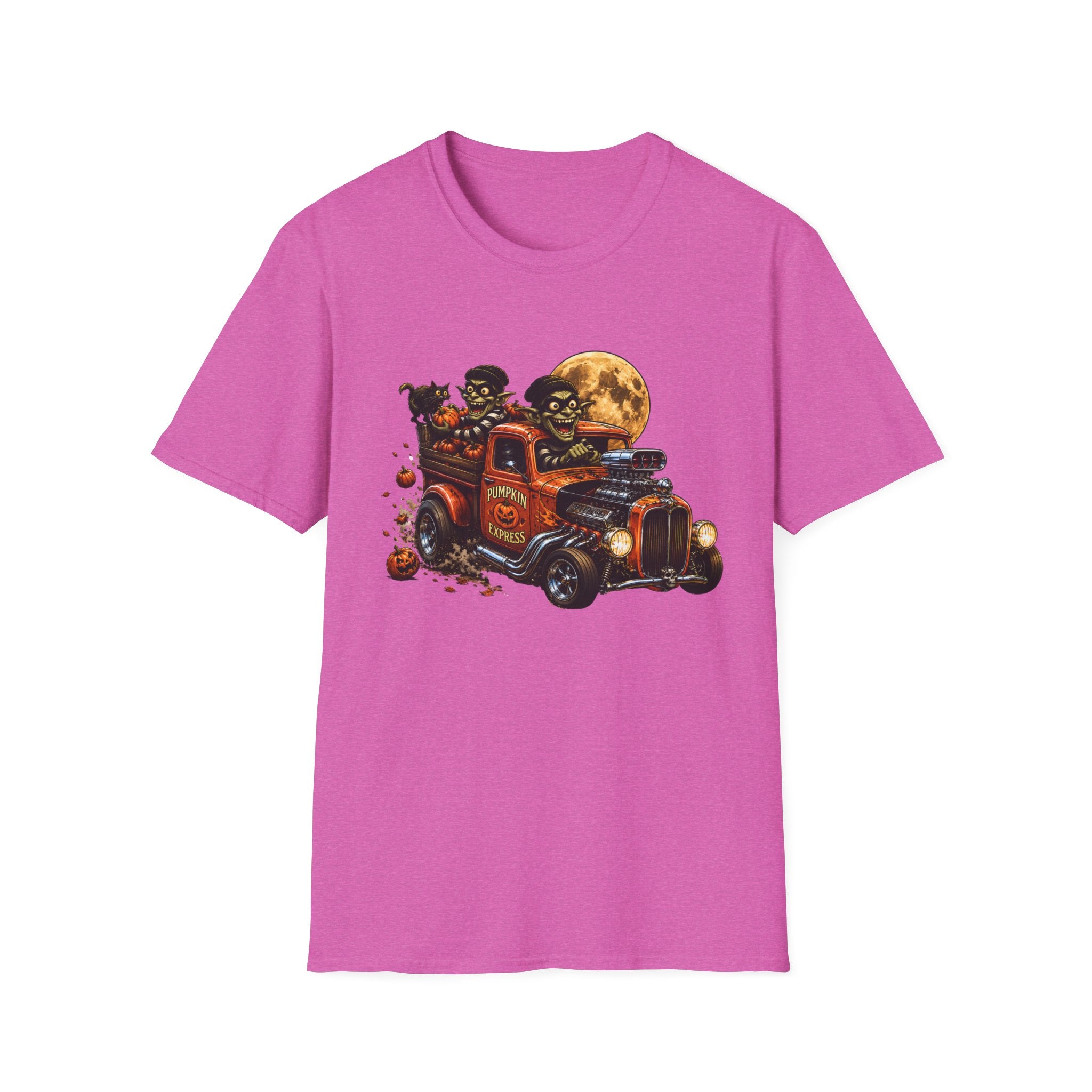 Halloween Hot Rod T‑Shirt — Vintage Monster Truck with Full Moon