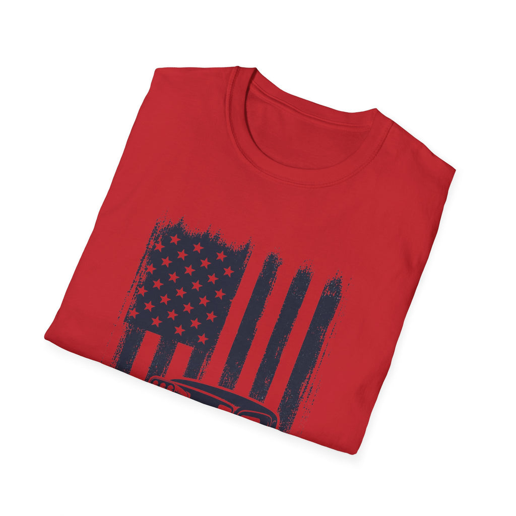 Vintage Hot Rod T-Shirt with Distressed American Flag