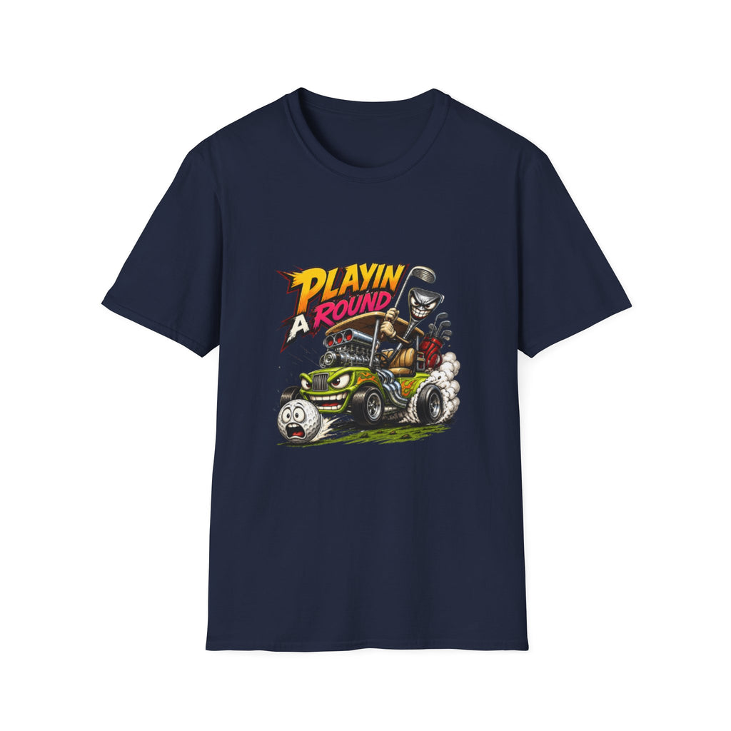 Golf Cart T-Shirt — "Playin' Around" Retro Cartoon Driving Design