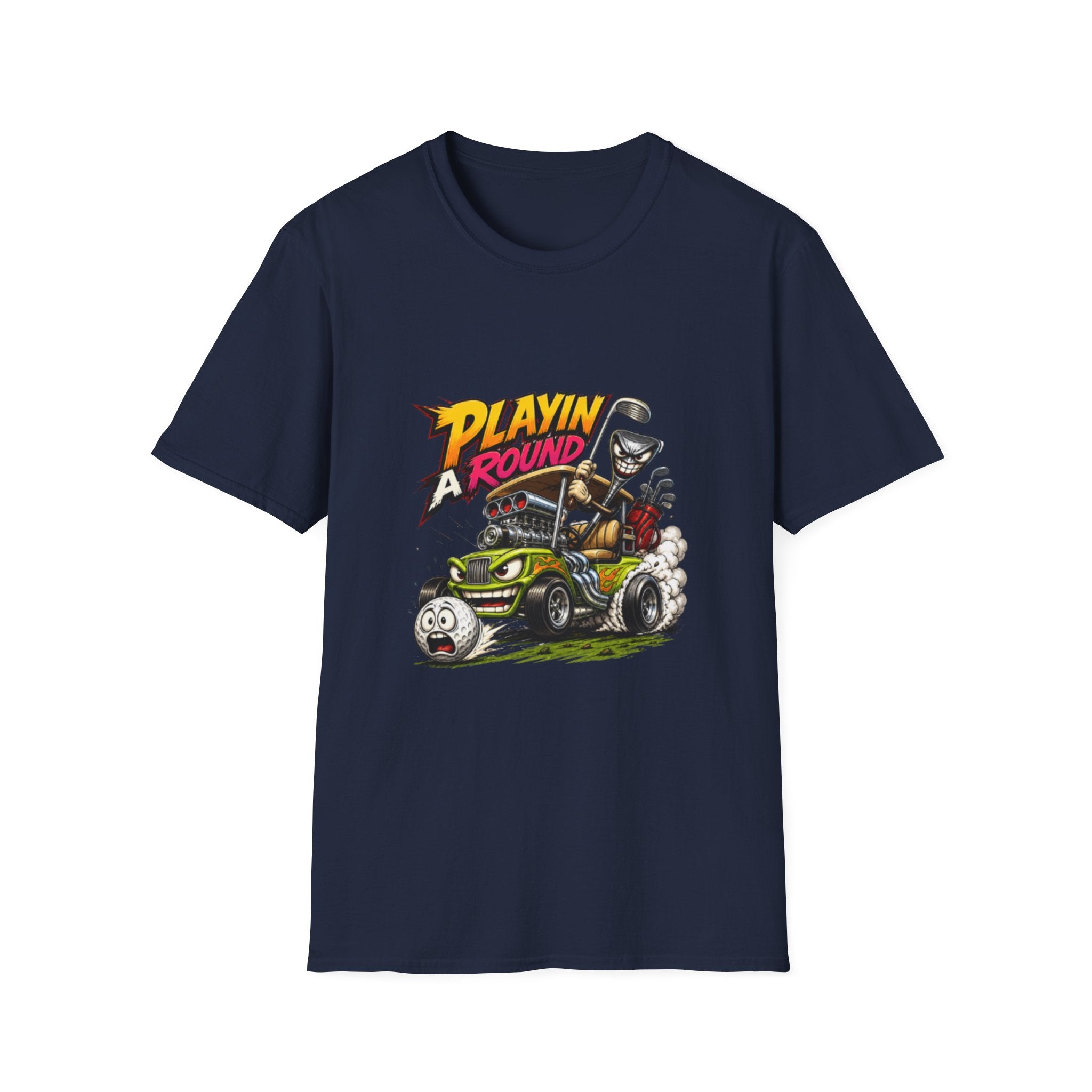 Golf Cart T-Shirt — "Playin' Around" Retro Cartoon Driving Design
