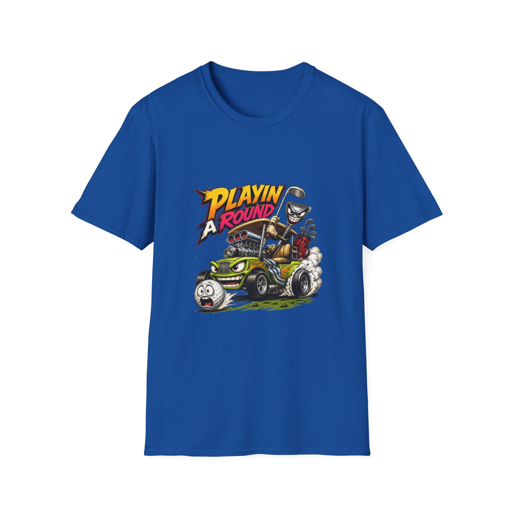 Golf Cart T-Shirt — "Playin' Around" Retro Cartoon Driving Design