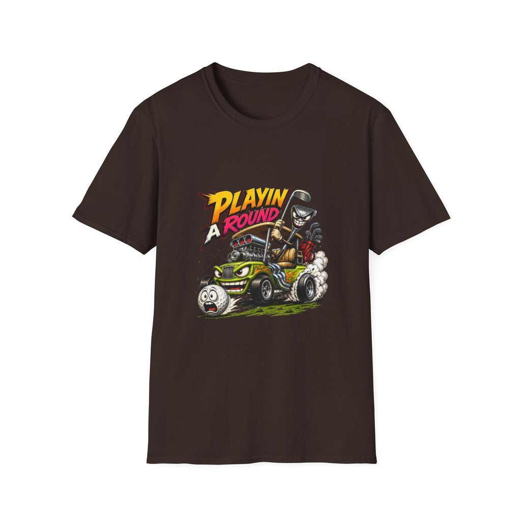 Golf Cart T-Shirt — "Playin' Around" Retro Cartoon Driving Design