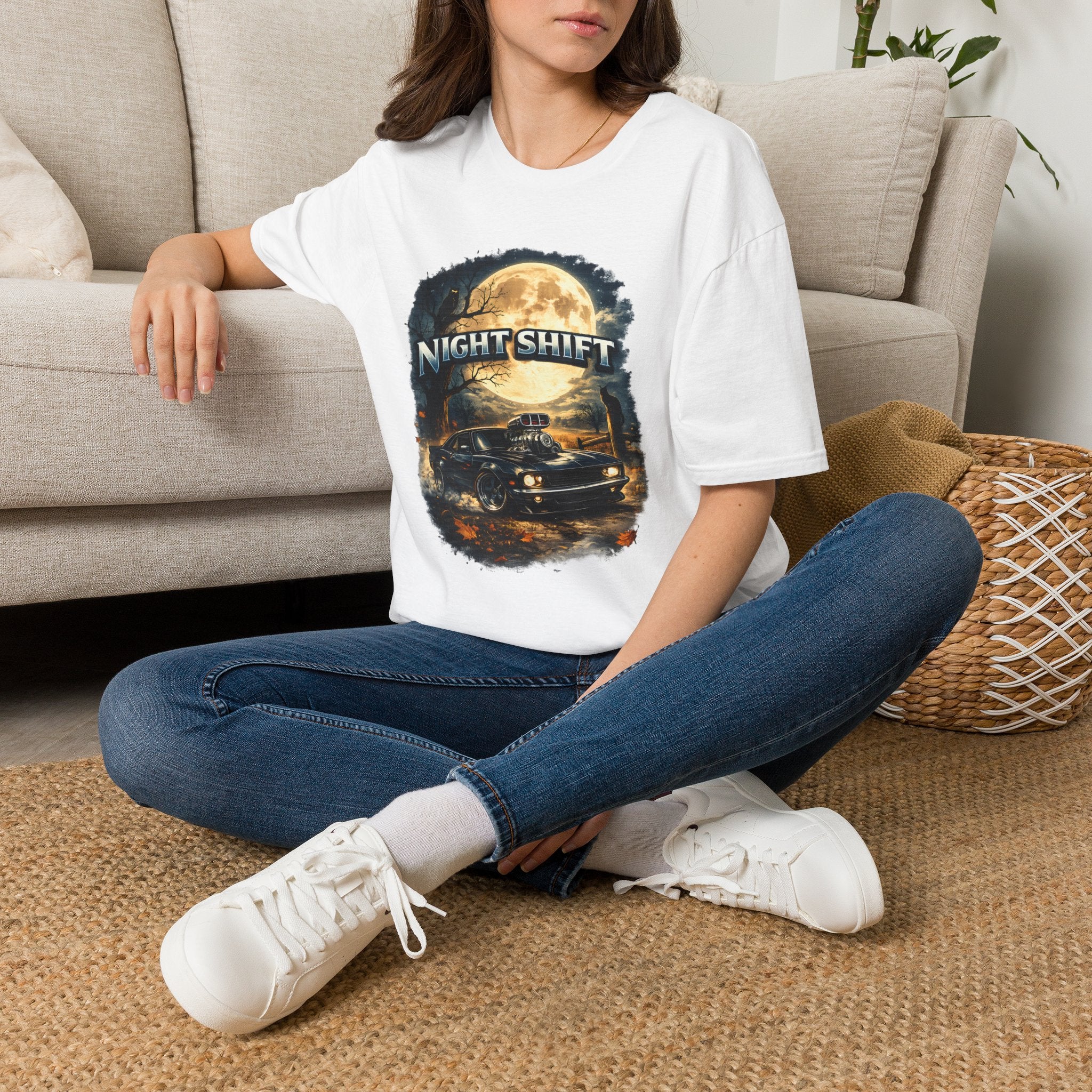 Night Shift T-Shirt — Vintage Full Moon Trucking Tee for Night Drivers