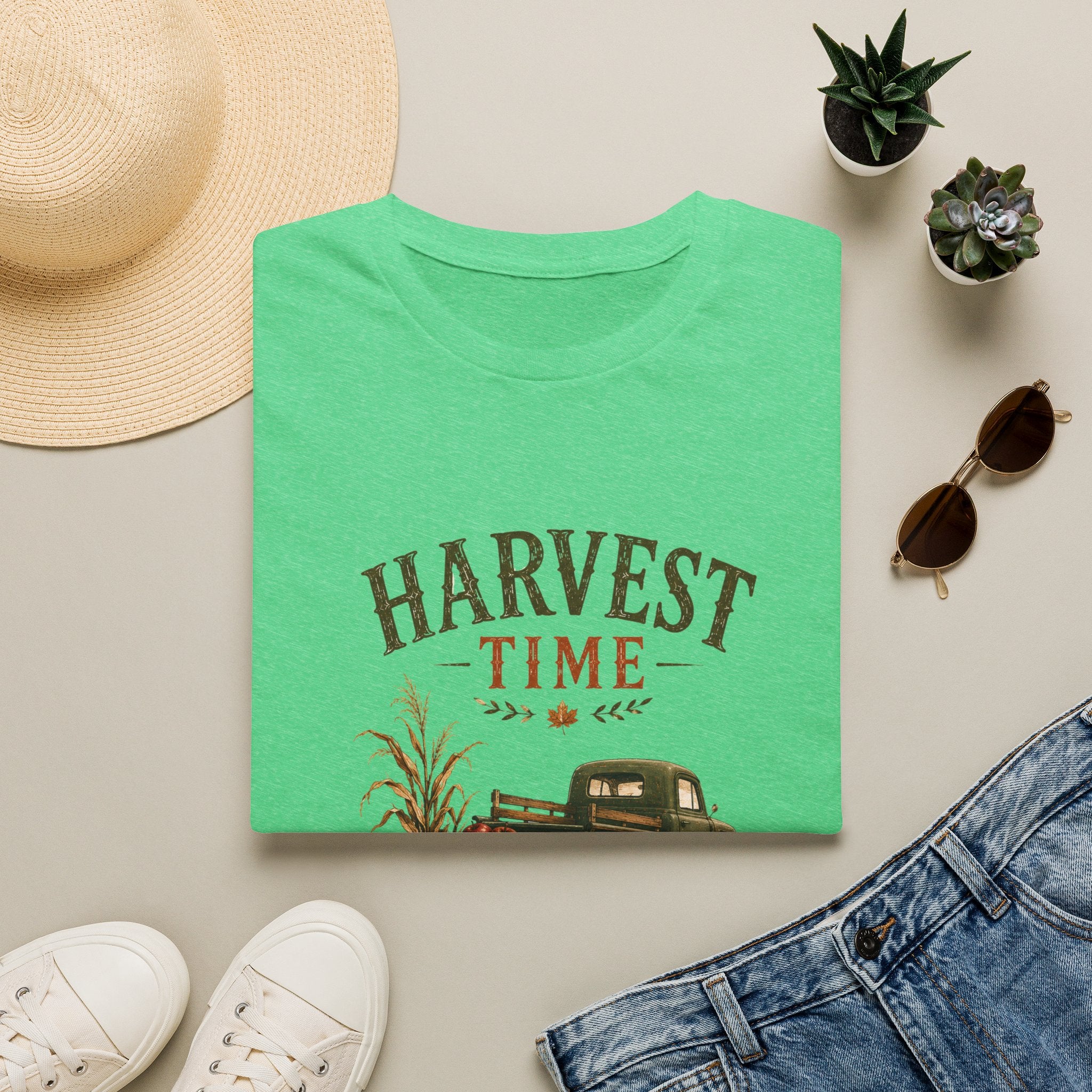 Harvest Time T-Shirt — Vintage Truck, Pumpkins & Fall Farm Design