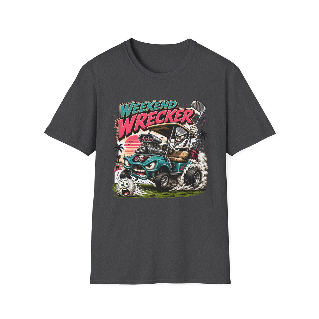 Weekend Wrecker Golf Cart T-Shirt — Retro Tropical Driving Club Tee
