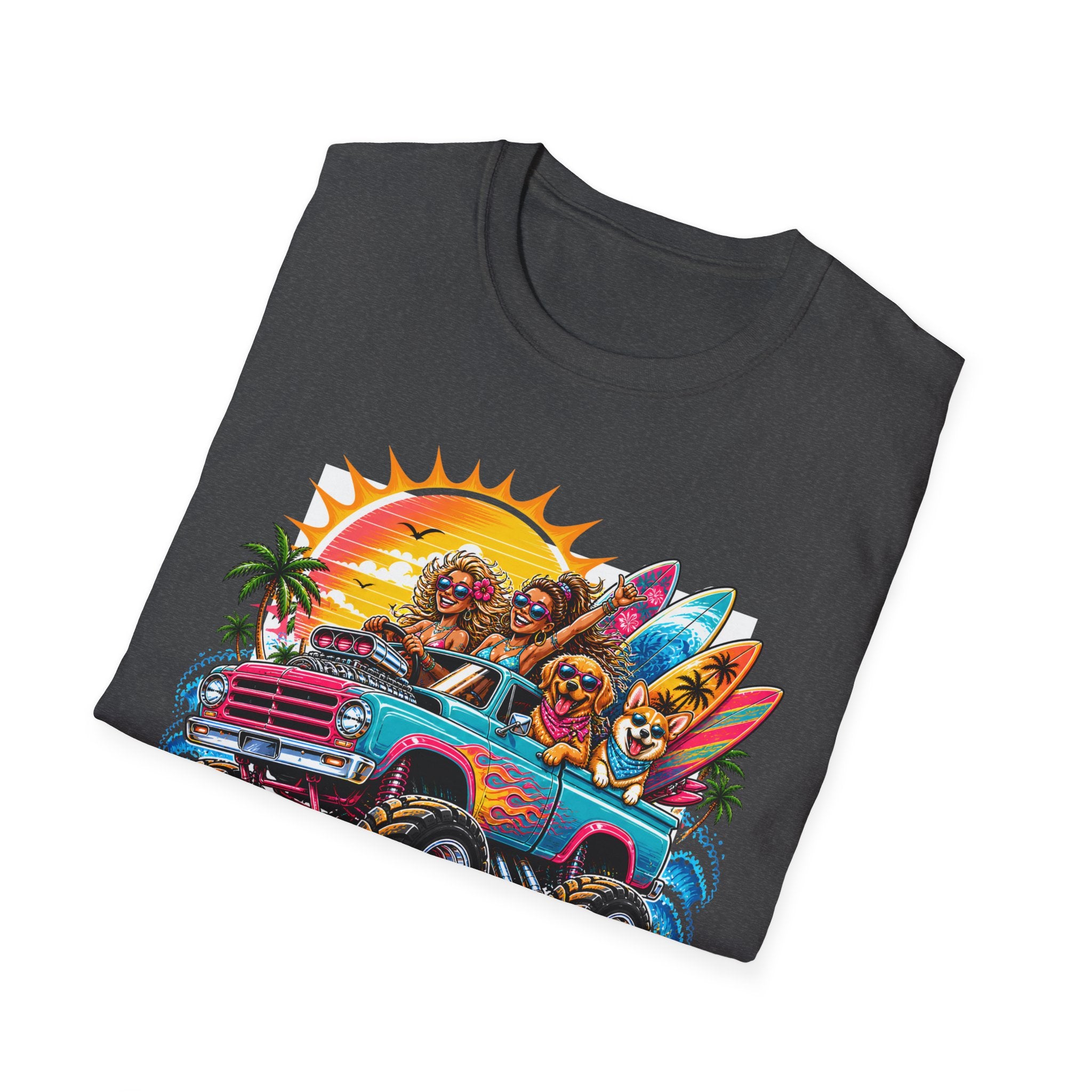 Surfer Girls Rock T-Shirt — Retro Beach Skull Surfboard Tee