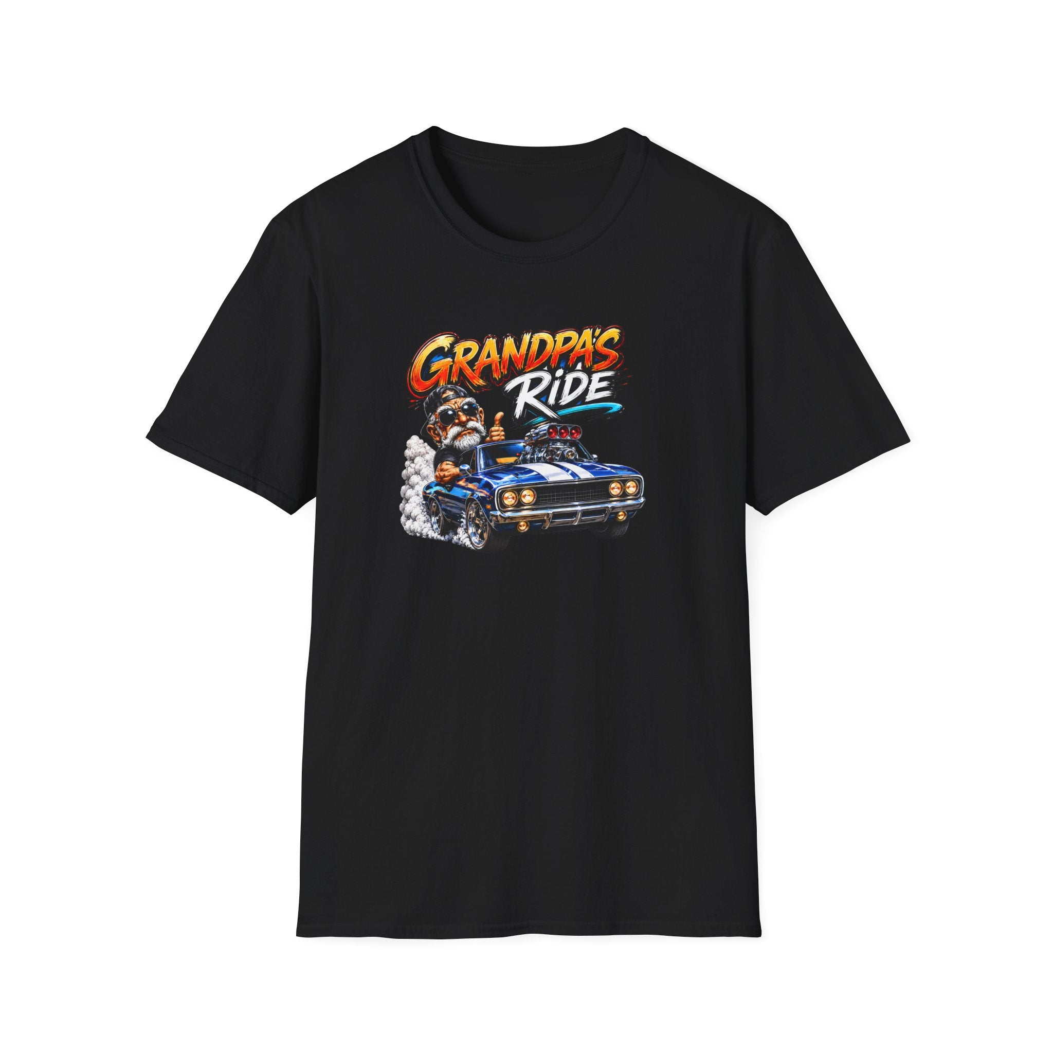Grandpa's Ride T-Shirt — Vintage Muscle Car & Dog Graphic Gift