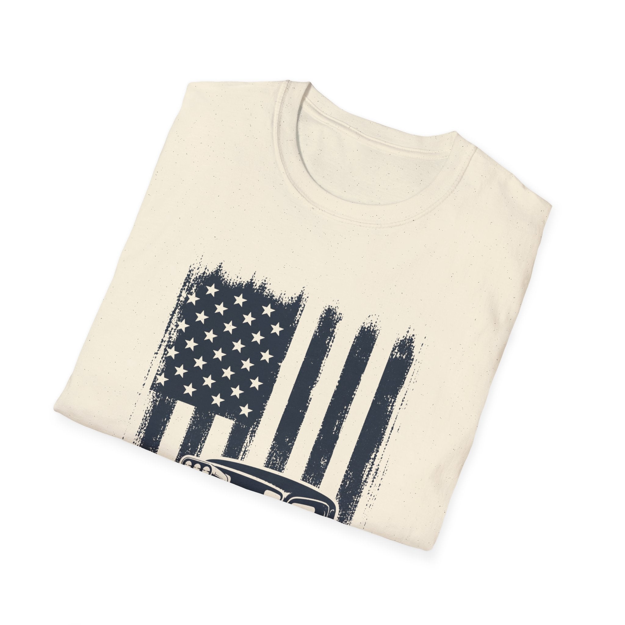 Vintage Hot Rod T-Shirt with Distressed American Flag