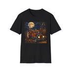 Halloween Harvest Truck T-Shirt — Creepy Pumpkin Moon Retro Tee