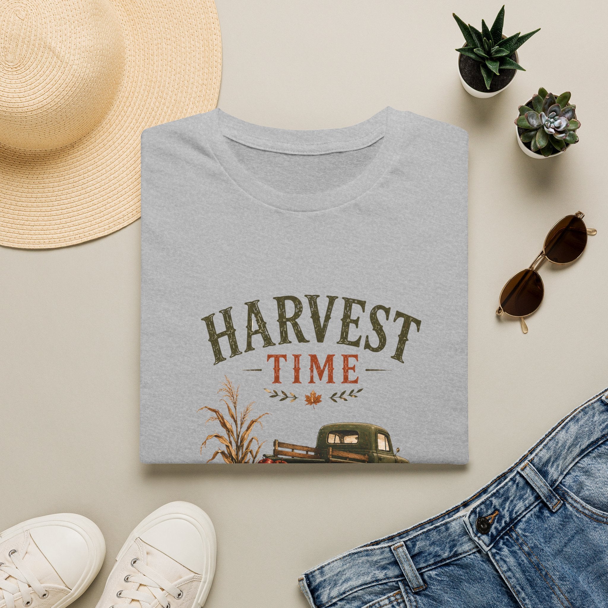 Harvest Time T-Shirt — Vintage Truck, Pumpkins & Fall Farm Design