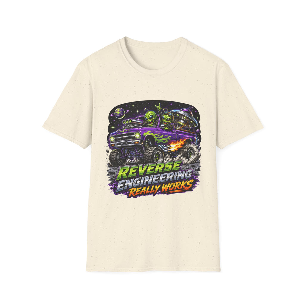 T-Shirt — "Reverse Engineering Really Works" Alien Hot Rod Graphic Tee