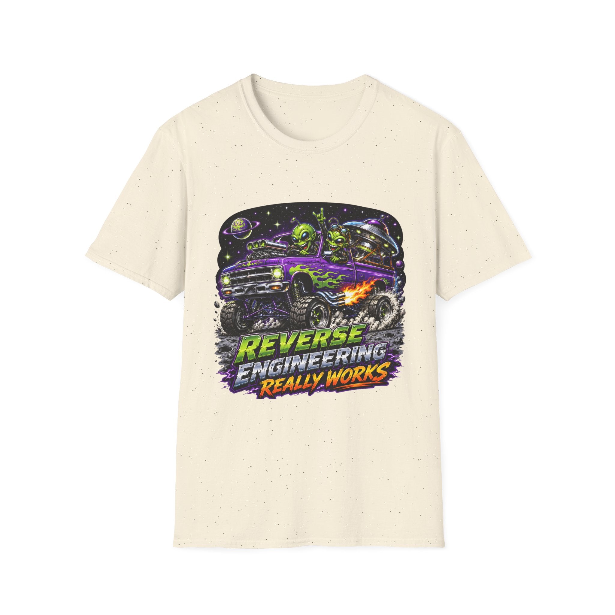 T-Shirt — "Reverse Engineering Really Works" Alien Hot Rod Graphic Tee