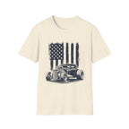 Vintage Hot Rod T-Shirt with Distressed American Flag