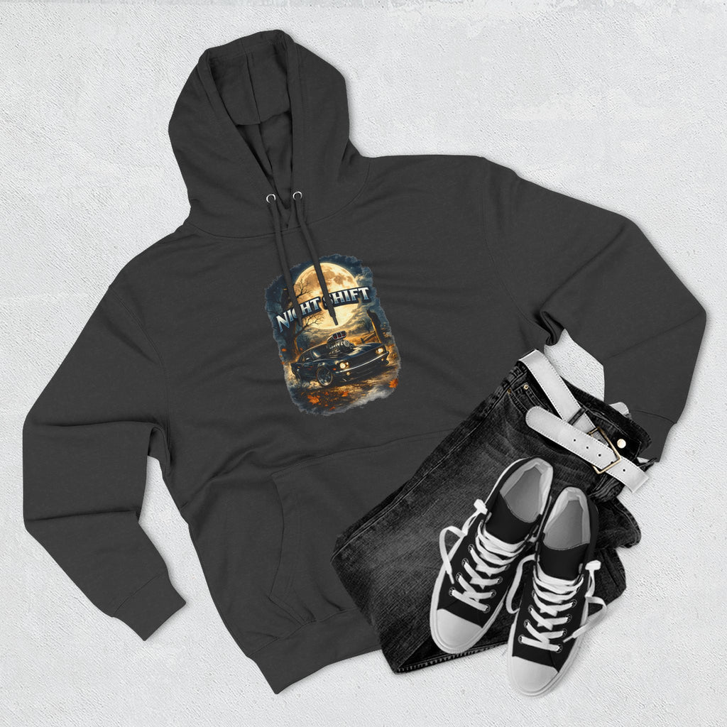Night Drive Graphic Hoodie — 'Night Shift' Vintage Car Fleece Pullover