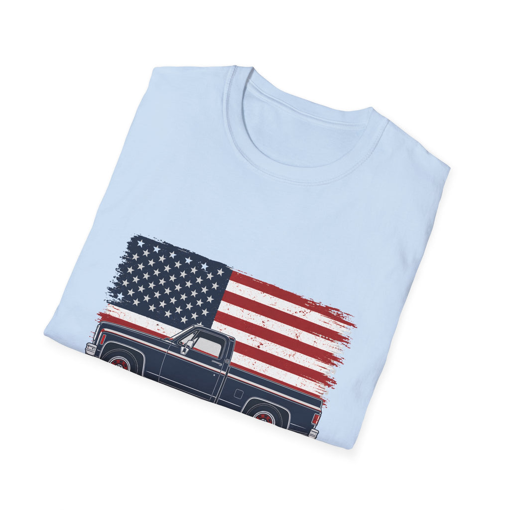 Built Here, Driven Proud Truck T-Shirt — American Flag Vintage Pickup Tee