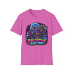 Bone Rattling Surf Tribe T-Shirt — Neon Skull Surf Van Graphic Tee