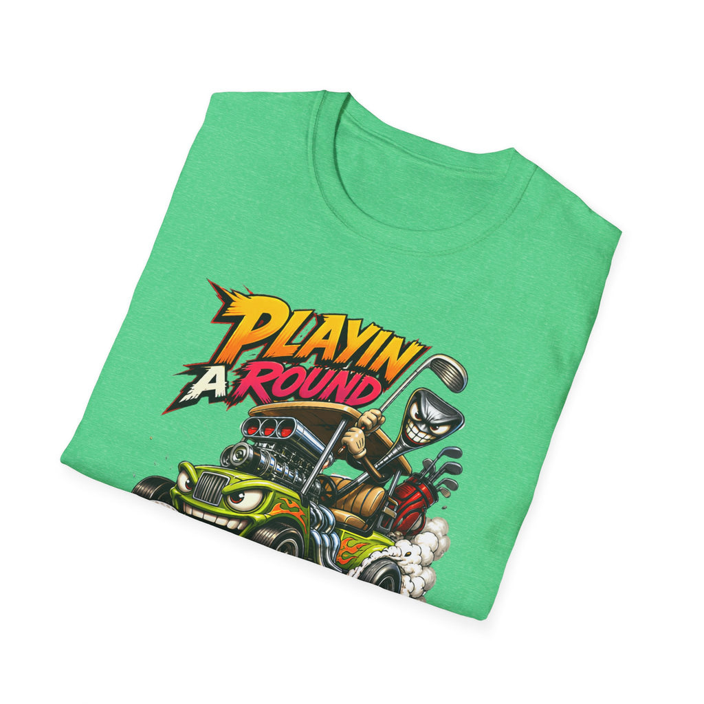 Golf Cart T-Shirt — "Playin' Around" Retro Cartoon Driving Design