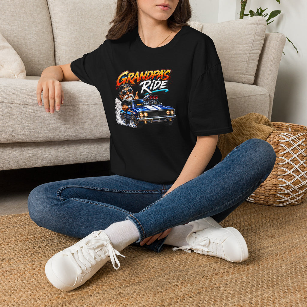 Grandpa's Ride T-Shirt — Vintage Muscle Car & Dog Graphic Gift