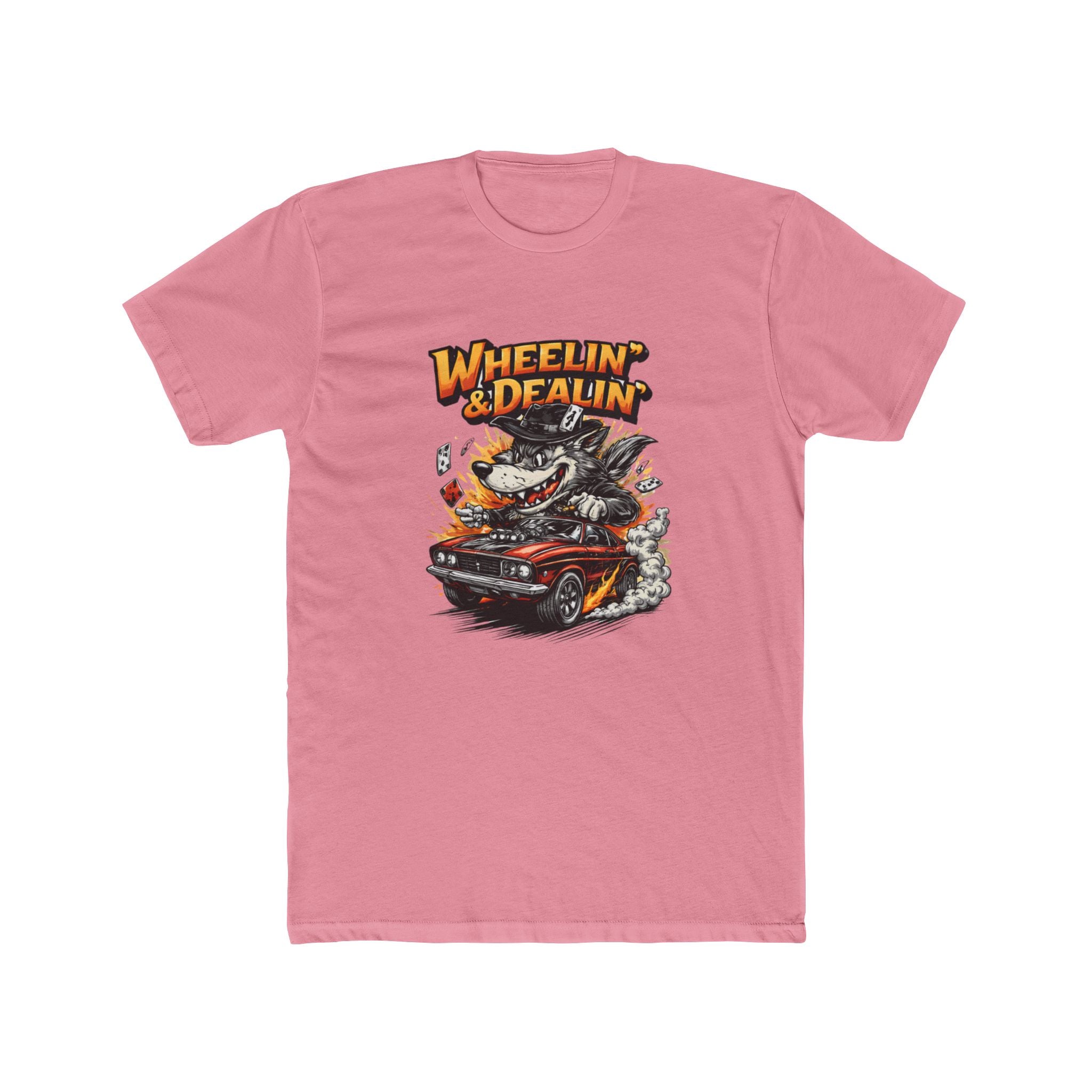 T-Shirt — "Wheelin' & Dealin'" Vintage Hot Rod Wolf Graphic Tee