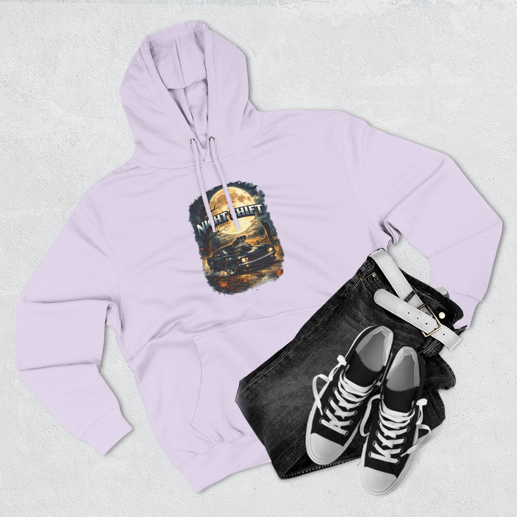 Night Drive Graphic Hoodie — 'Night Shift' Vintage Car Fleece Pullover
