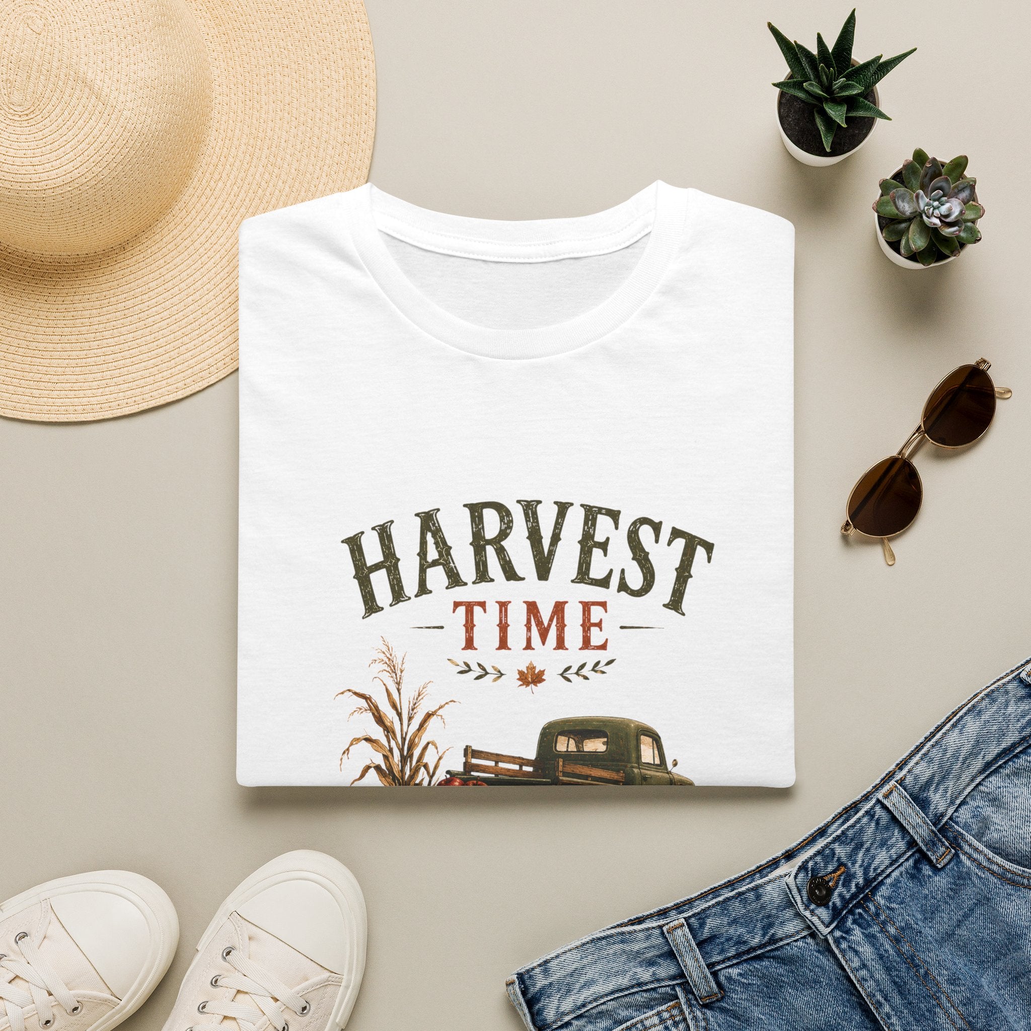 Harvest Time T-Shirt — Vintage Truck, Pumpkins & Fall Farm Design