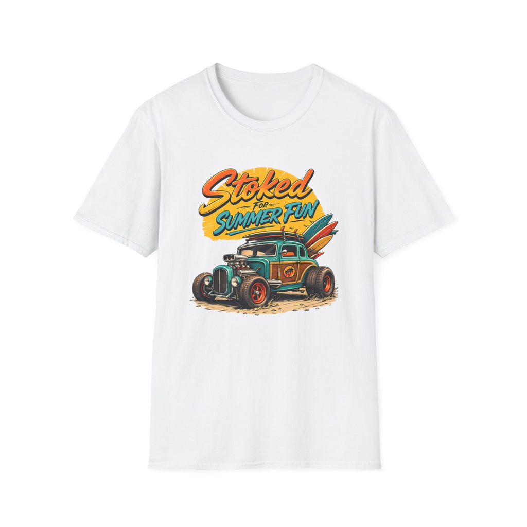 Stoked Summer Fun T-Shirt – Vintage Hot Rod Surf Graphic